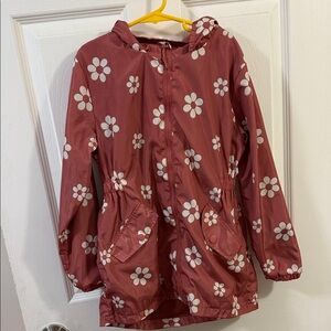 Kids Floral Raincoat - Maroon Size M (10-12)